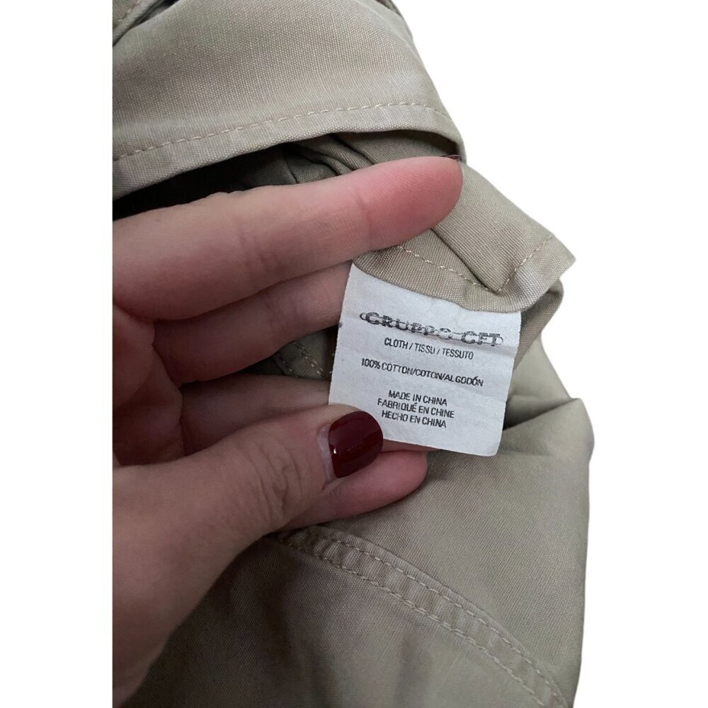 Emanuel Ungaro Liberte Tan Button Front Casual Jacket Trench Cotton Size 14 - Picture 6 of 7